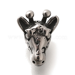 304ステンレススチールビーズ  キリン  アンティークシルバー  12x9x6.5mm  穴：1.6mm&nbsp;STAS-G350-18AS