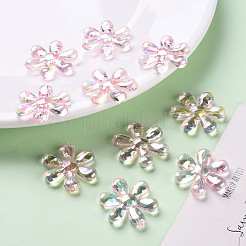 透明なアクリルビーズ  ABカラー  花  ピンク  25x4.5mm  穴：1.6mm  約375個/500g&nbsp;TACR-S154-35C-902
