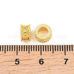 真鍮製ヨーロピアンビーズ  コインのあるコラム  大穴ビーズ  ゴールドカラー  7x4mm  穴：4mm&nbsp;KK-A292-03A-G