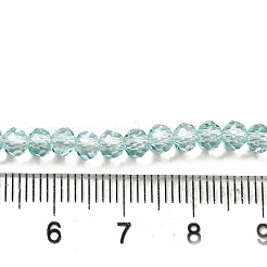 透明ベーキングペイントガラスビーズ連売り  多面カット  ロンデル  淡いターコイズ  4~4.5x3.5mm  穴：1mm  約105~110個/連  38~39cm&nbsp;DGLA-A034-T4mm-D01