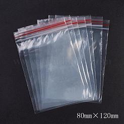 再封可能なプラスチック製包装袋  トップシール  セルフシールバッグ  長方形  レッド  12x8cm  片側の厚さ：1.8ミル（0.045mm）  100個/袋&nbsp;OPP-G001-D-8x12cm