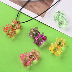 透明なアクリルパーツ  多面カット  クマ  ミックスカラー  35x25x16mm  穴：4mm  約85~88個/500g&nbsp;TACR-T005-11