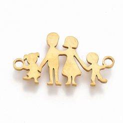 201 ステンレススチールリンクコネクター  レーザーカットリンク  家族  ゴールドカラー  13x22x1mm  穴：1.8mm&nbsp;STAS-T044-30G