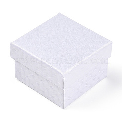 正方形の厚紙リングボックス  内部のスポンジ  ホワイト  2x2x1-3/8インチ（5x5x3.5cm）&nbsp;CBOX-S020-06
