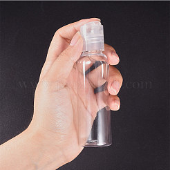 60ml透明ペット詰め替えプラスチックディスクトップキャップボトル  丸い肩  透明  11.6cm  容量：60ミリリットル&nbsp;MRMJ-WH0037-05B