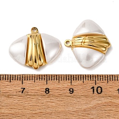 304ステンレスペンダント  貝殻の形のチャーム  absプラスチックパール  PVD真空メッキ  18KGP本金メッキ  19.5x22x5.5mm  穴：1.5mm&nbsp;STAS-L299-09G