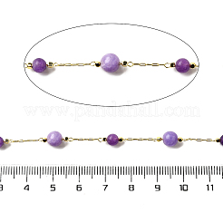 Handmade Natural Amethyst & Dyed White Jade Round Beaded Chains&nbsp;CHC-F020-01G-01