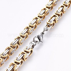 201 Stainless Steel Byzantine Chain Necklaces&nbsp;NJEW-O102-17GP