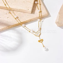 304 Stainless Steel Double Layer Necklaces for Women&nbsp;FS-WGA608E-01