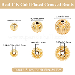 Brass Grooved Beads&nbsp;KK-BBC0028-75A