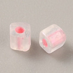 透明ガラスシードビーズ  長方形  ピンク  3x2.5x2.5mm  穴：0.9mm  300個/袋&nbsp;GLAA-WH0037-01E