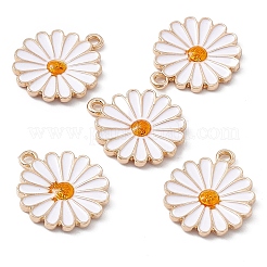 合金エナメルチャーム  ライトゴールド  花のチャーム  ホワイト  21x18x2.2mm  穴：1.8mm&nbsp;ENAM-C008-03A-KCG
