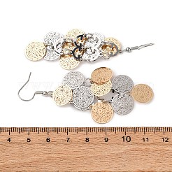 430 Stainless Steel Flat Round Dangle Earrings&nbsp;EJEW-A137-12M