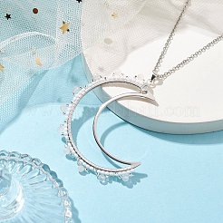 真鍮の連結リングペンダントネックレス  ガラスビーズ入り天然ローズクォーツ  304ステンレススチールアズキチェーンネックレス（ユニセックス）  ステンレス鋼色  17.60インチ（44.7cm）&nbsp;NJEW-MZ00035
