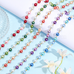 5Pcs 5 Color Handmade Glass Pearl Beaded Chain&nbsp;AJEW-CA0003-32