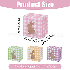24Pcs 6 Colors Tartan Folding Paper Candy Packing Boxes with Rabbit Window&nbsp;CON-WH0085-193