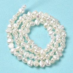天然養殖淡水パールビーズ連売り  研磨両側  グレード6 A  パパイヤホイップ  3.5~4x4~5x2.5~3mm  穴：0.5mm  約91個/連  14.17~14.33インチ（36~36.4cm）&nbsp;PEAR-E017-26