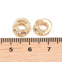 真鍮製マイクロパヴェキュービックジルコニアペンダント  ラウンドチャーム  18KGP本金メッキ  ライラック  10x3mm  穴：4.5mm&nbsp;KK-L261-17G-04