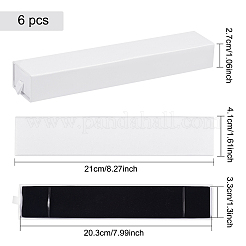 厚紙ネックレス引き出しボックス  黒いスポンジを使って  長方形  ホワイト  21x4.1x2.7cm&nbsp;CBOX-WH0006-06B