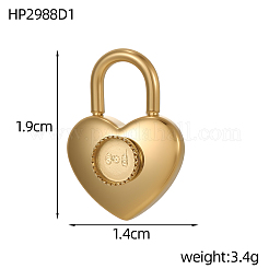 ハートロック 304 ステンレススチール ペンダント カボションセッティング  イオンプレーティング（ip）  14KGP本金メッキ  19x14mm  トレイのサイズ：5mm&nbsp;STAS-OY007-08G
