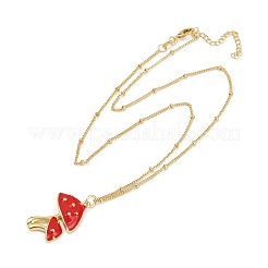 Brass FireBrick Enamel Pendant Necklaces for Women&nbsp;NJEW-U042-01B-G