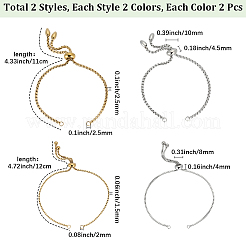 8Pcs 4 Styles Adjustable 304 Stainless Steel Box Chain Slider Bracelet Making&nbsp;STAS-SC0021-10