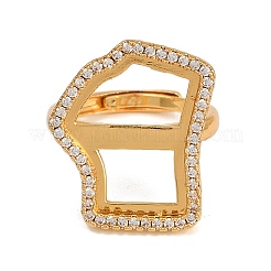 Irregular Rectangle Brass Micro Pave Cubic Zirconia Pad Ring Settings&nbsp;KK-Z122-19G