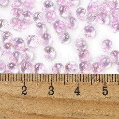 内側の色のフリンジガラスシードビーズ6/0個  ティアドロップ  パールピンク  4.5~5x3.5~4x4~5mm  穴：1mm  約88個/10g&nbsp;X1-SEED-A034-03D