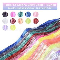 12個 12色レーザーペットヘアウィッグ  ヘアエクステンションアクセサリー  コスプレウィッグパーティーのお祝い用品  ミックスカラー  1200mm  1pc /カラー&nbsp;OHAR-SP0001-05B