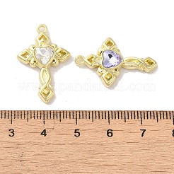 ラックメッキ合金ペンダント  ラインストーン付き  カドミウムフリー＆ニッケルフリー＆鉛フリー  クロス  ゴールドカラー  26x17x4.5mm  穴：1.6mm&nbsp;FIND-C049-14G