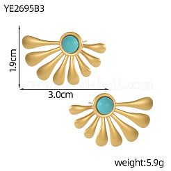 Natural & Synthetic Mixed Stone Fan Stud Earrings&nbsp;EJEW-OY011-81G