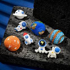 8Pcs 8 Styles Space Astronaut Theme Resin Lapel Pins for Backpack Clothes&nbsp;JEWB-CJ0003-49