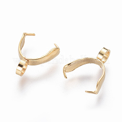 304ステンレススチールピンチベイル  ペンダント作り用アイスピックピンチベイル  ゴールドカラー  11x3mm  穴：2.5mm  内径：7mm  ピン：0.6mm&nbsp;STAS-L226-093G