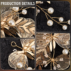 合金とプラスチックの真珠の装飾アクセサリー  花  ゴールドカラー  105x70x10mm  穴：7x5.5mm&nbsp;FIND-WH20030-11C-G