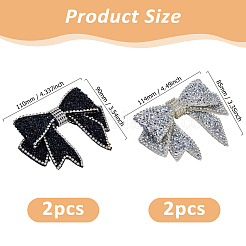 4Pcs 2 Styles Bowknot Velet & Rhinestone Clothing Patches&nbsp;DIY-HS0002-23