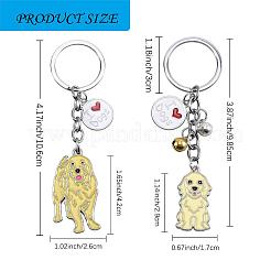 Wewaysmile 犬用キーホルダー 2個 車用キーホルダー ペットペンダント キーリング 可愛い犬用キーリング ポータブル メタルキーホルダー ペット愛好家へのギフト 誕生日 子犬テーマ パーティー用品 (金色の毛の犬)  プラチナ  10.6x2.6cm&nbsp;JX787A