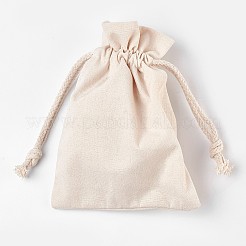 キャンバスパウチパウチ  巾着袋  アンティークホワイト  20x15cm&nbsp;ABAG-WH0009-03
