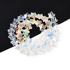 電気メッキ透明ガラスビーズ連売り  スター  ABカラーメッキ  クリアAB  12~13x13~13.5x5~5.5mm  穴：0.9~1mm  約45~46個/連  20.28~20.67インチ（51.5~52.5cm）&nbsp;EGLA-N057-11A-01
