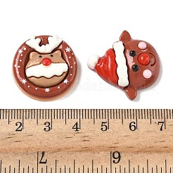 サンタクロース、ツリー、鹿のクリスマステーマの不透明樹脂カボション  混合図形  ミックスカラー  21.5~31.5x17~24x6~9mm&nbsp;RESI-B037-03