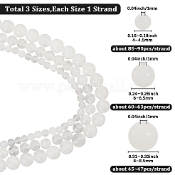 3 Strands 3 Styles Natural White Jade Round Bead Strands&nbsp;G-PA0001-40