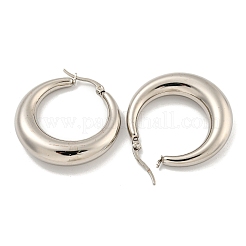 変色しにくい202ステンレススチールフープピアス  304ステンレスピン付き  ステンレス鋼色  36x8mm&nbsp;EJEW-H003-19P-02