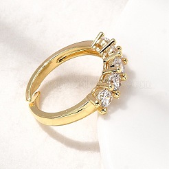 Brass Micro Pave Cubic Zirconia Finger Rings&nbsp;RJEW-P166-08A-G