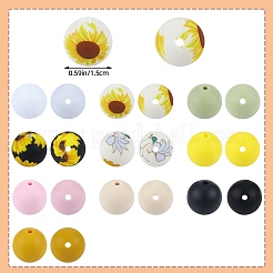70 個 10 スタイルのシリコン焦点ビーズ  ミックスカラー  15mm  穴：2mm  7個/スタイル&nbsp;SIL-SZ0002-31