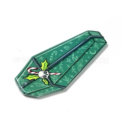 印刷されたアクリルパーツ  クリスマスのために  棺のチャーム  スカル模様  52x25x2.5mm  穴：1.8mm&nbsp;MACR-F072-01D