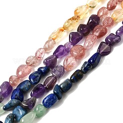 Natural Strawberry Quartz & Citrine & Amethyst & Green Aventurine & Lapis Lazuli Beads Strands&nbsp;G-L610-B15-01