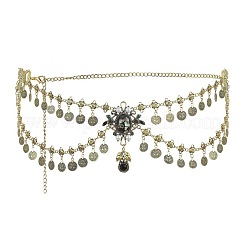 Alloy & Rhinestone & Plastic Pearl Double Layer Coin Tassel Waist Belly Chains for Dancer&nbsp;FS-WG8EEAF-05