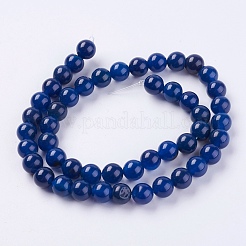 天然石瑪瑙ビーズ連売り  染め  ラウンド  ミッドナイトブルー  8mm  穴：1mm&nbsp;X-G-G583-8mm-12