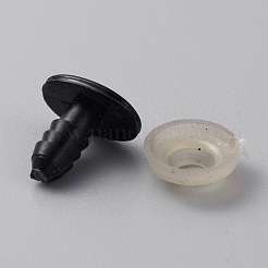 プラスチック人形クラフトの目  安全の目  スペーサー付き  オーバル  ブラック  13x9x13mm&nbsp;DIY-WH0028-53A