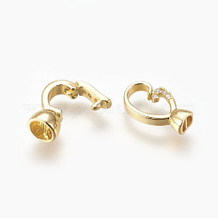 Brass Micro Pave Cubic Zirconia Fold Over Clasps&nbsp;KK-P164-08G
