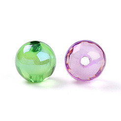 不透明UVメッキアクリルビーズ  虹色の  ラウンドレインボーメッキ  二層ビーズ  ミックスカラー  14mm  穴：2.8mm&nbsp;OACR-I015-26